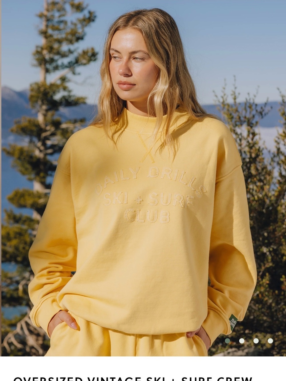 Daily Drills Yellow Embossed Ski + Surf Club Sweatshirt